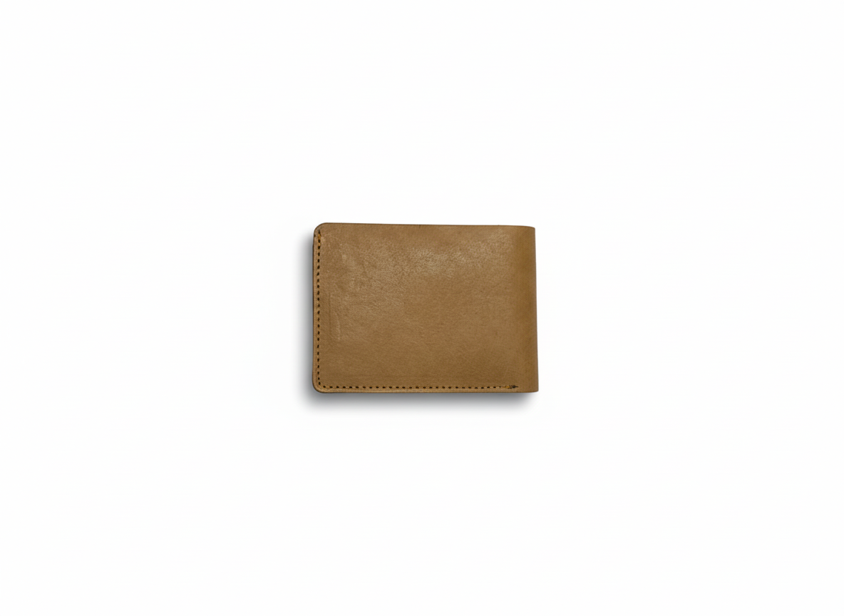 Classic Tan Genuine Leather Slim Bifold Wallet