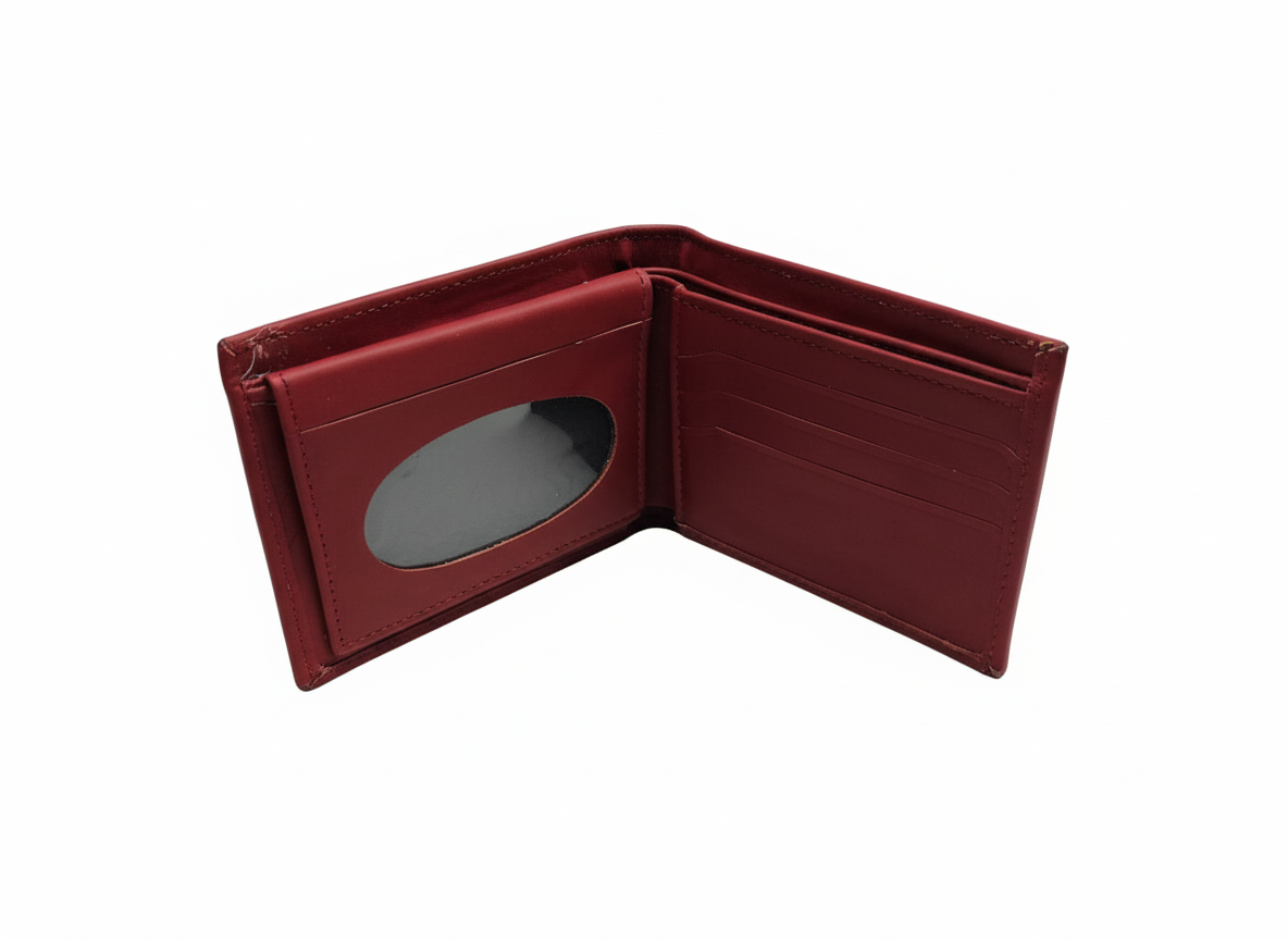 Elegant Maroon Genuine Leather Bifold Wallet
