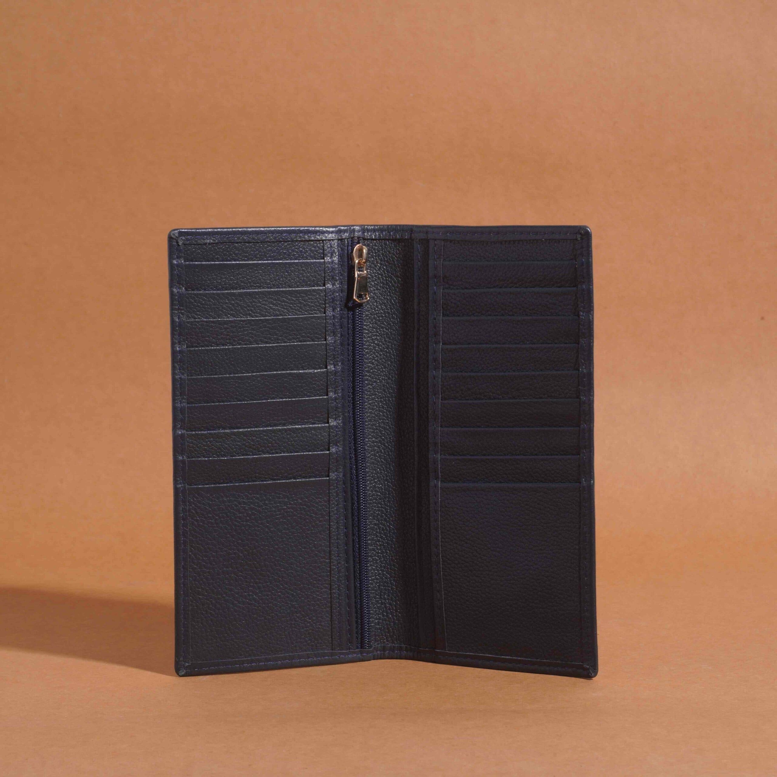 Zipper Long Wallet – Navy Blue
