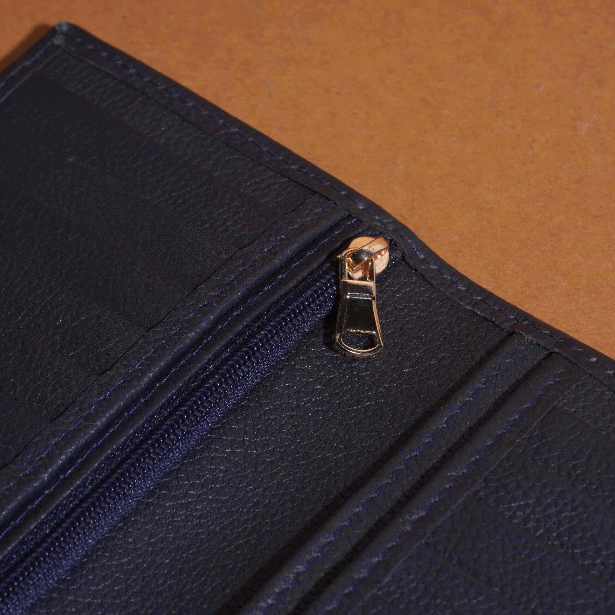 Zipper Long Wallet – Navy Blue