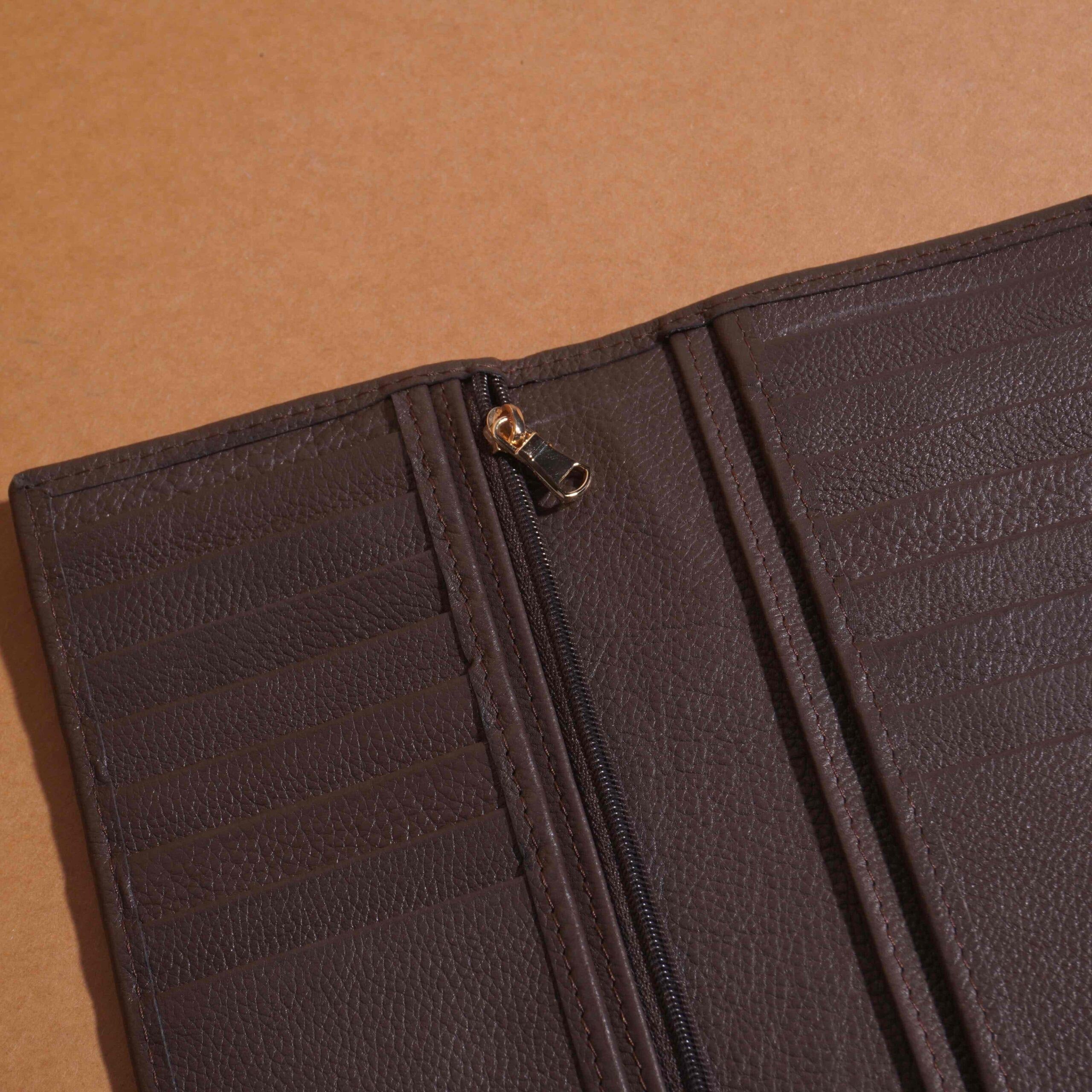 Zipper Long Wallet – Dark Brown
