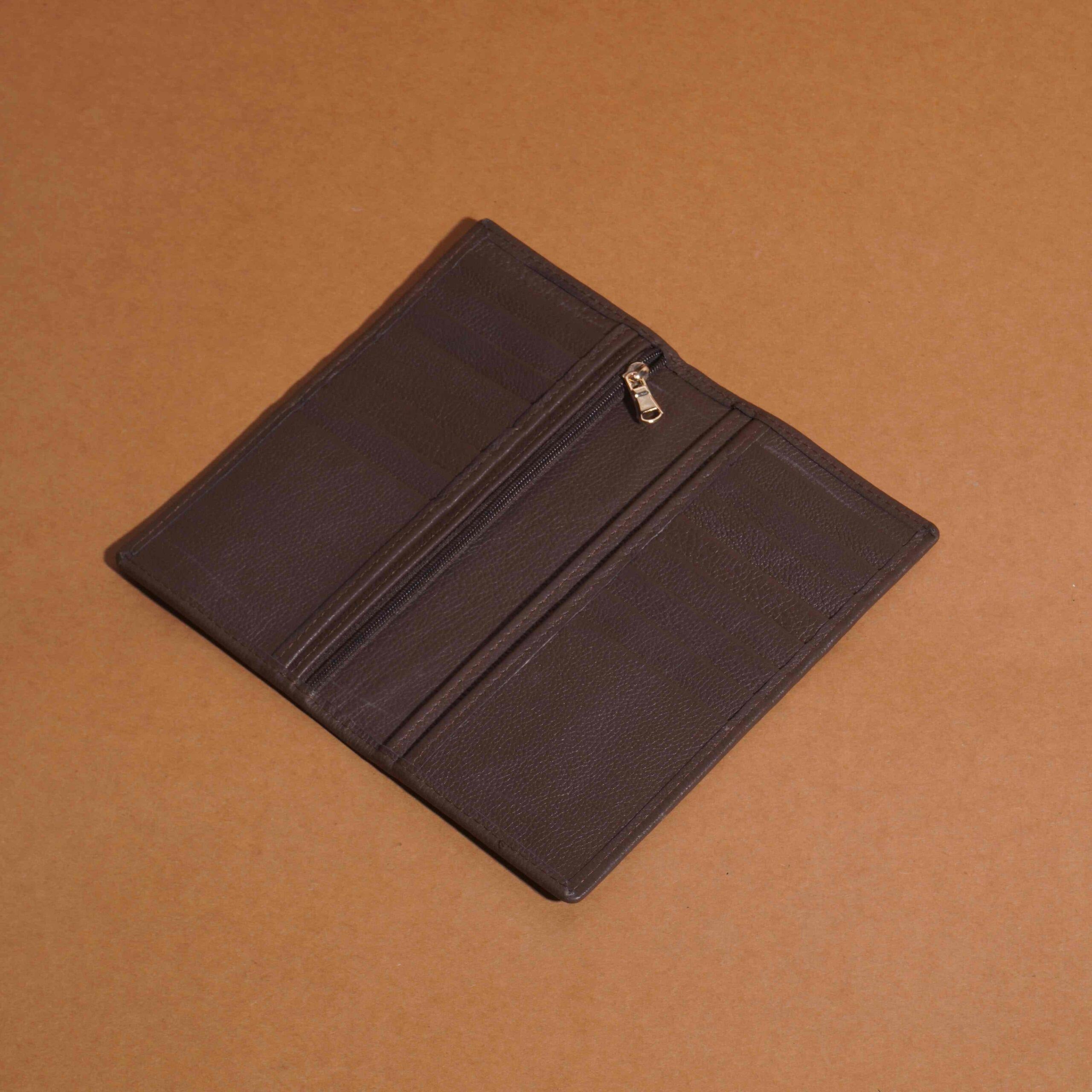 Zipper Long Wallet – Dark Brown