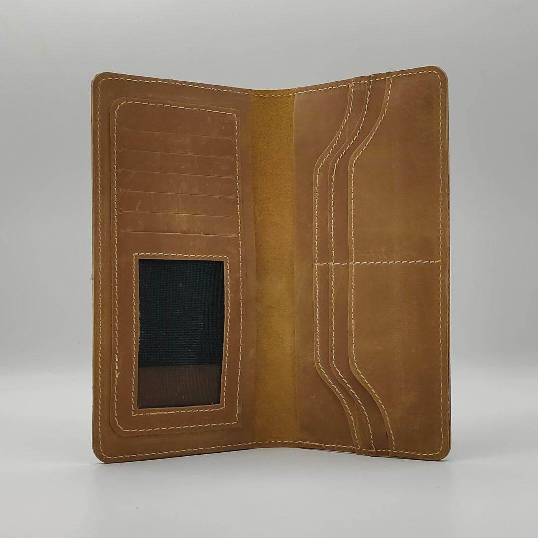 Vintage Leather Long Wallet – Caramel