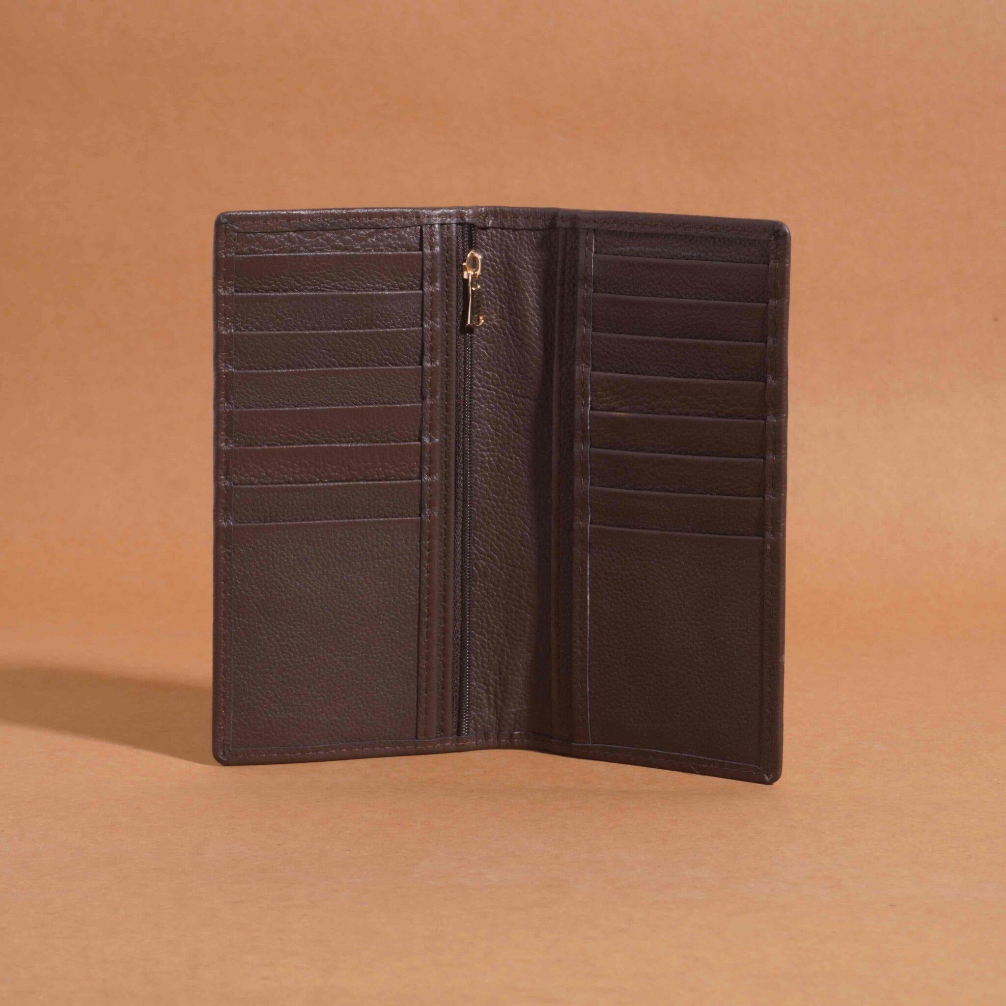 Zipper Long Wallet – Dark Brown