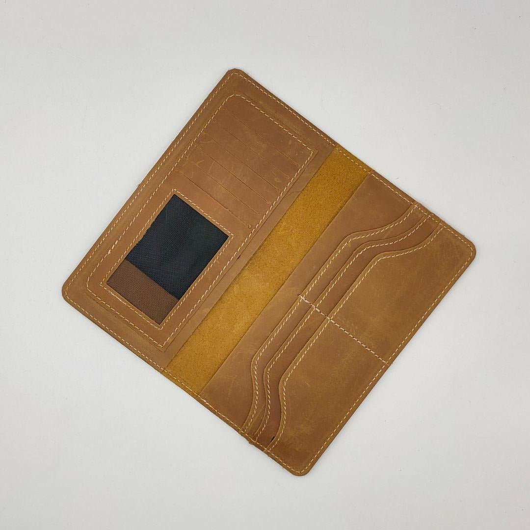 Vintage Leather Long Wallet – Caramel